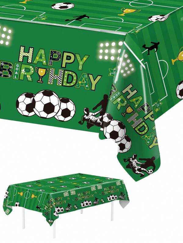 1 Pieza Mantel de plástico desechable con tema de fútbol para fiesta de cumpleaños, decoración de mesa, decoración del hogar, mantel para fiesta de cumpleaños de niño con tema de fútbol