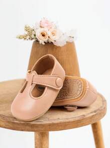 婴儿女童玛丽珍平底防滑蝴蝶结公主婚纱鞋幼儿婴儿鞋 - 粉色 - 查看 7