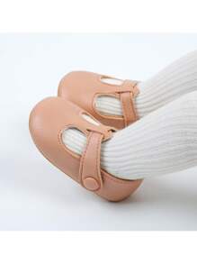 婴儿女童玛丽珍平底防滑蝴蝶结公主婚纱鞋幼儿婴儿鞋 - 粉色 - 查看 8