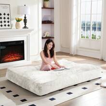 Full/Queen Size Plush Bean Bag Chairs For Adults, 2 In 1 Bean Bag Chairs, Convertible Bean Bag With Filler For Gaming Large Foam, Bean Bags With Washable Soft Velvet Cover For Living Room - 白色 - 查看 5