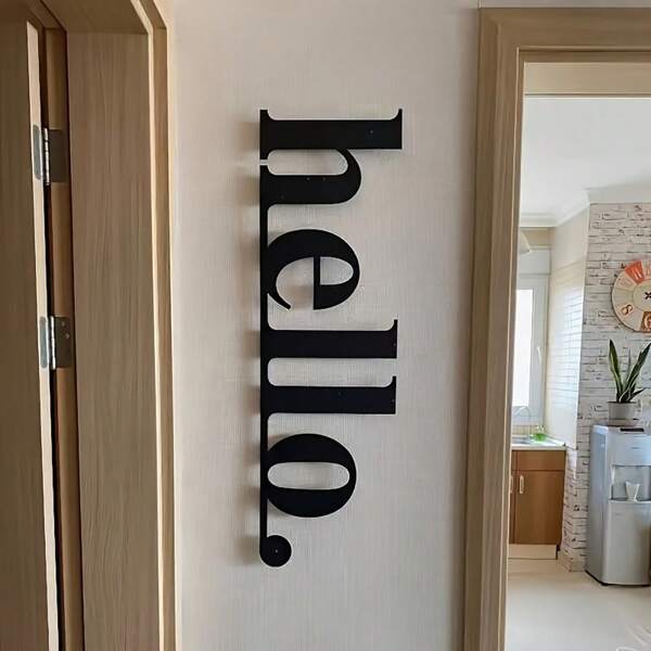 1pc Chic Metal "Hello" Wall Art – Modern Home & Outdoor Welcome Sign, Perfect For Weddings & Christmas Decor,Perfect For Housewarming, Anniversaries, Weddings, Birthdays, Or Holidays Like Valentine's Day, Mother's Day, Father's Day, And More. Room Decors Garden Decor Wedding Decor Home Decors
