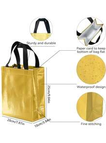 Bolsa de regalo dorada, bolsa de regalo reutilizable con asa, bolsa de regalo resistente, adecuada para bolsas de regalo de fiesta, bolsas de regalo, bolsas de regalo de cumpleaños, bolsas de regalo de Navidad - Dorado - Ver 2