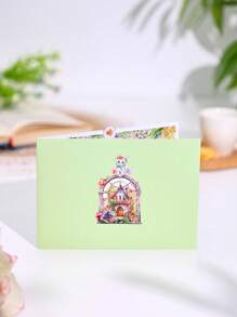 1 Pop-Up Greeting Card, Cute Cat Window Flowers, Fantasy Purple Window, Suitable For Valentine's Day, Mother's Day, Birthday, Anniversary. Surprise Gift For Friends, Gift For Lovers, Gift For Girlfriend, Gift For Mother, Birthday Card