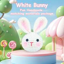 Kit de crochet Jeslon pour débutants, kits d'animaux au crochet, kit de crochet amigurumi pour les débutants, apprenez à crocheter avec des tutoriels vidéo étape par étape, kit de crochet pour débutants pour adultes - petit lapin