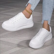 休闲透气简约软底一脚蹬运动鞋，低帮白色鞋子，防滑，夏季穿着 - 白色 - 查看 5