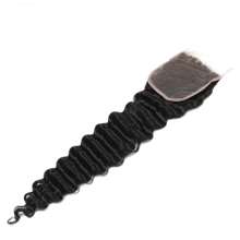 Extensões de Cabelo Humano Pacotes de Ondas Profundas com Fechamento, 3 Pacotes com Fechamento de Renda Transparente 4x4 Parte Livre, Pacotes de Cabelo Humano Onda Profunda com Fechamento