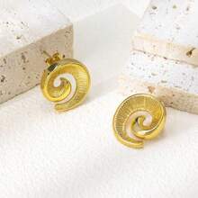 1 pieza Pendientes de acero inoxidable con diseño minimalista y elegante de rayas espirales, adecuados para ocasiones diarias y formales