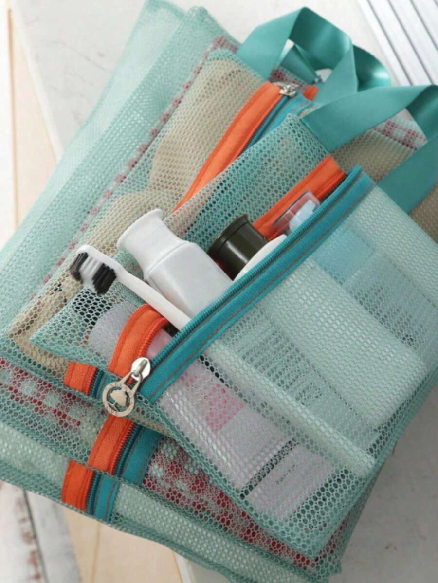 4 件套衣服内衣收纳袋旅行收纳整理袋便携式旅行网袋 - 彩色 - 查看 1