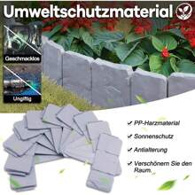 JOIEYOU Beeteinfassung Rasenkante, Kunstoff Steinoptik Raseneinfassung 2,5 M, Flexibler PP Beetumrandungen für Blumen, Gartenzaun decorativ - Grau - Übersicht 6