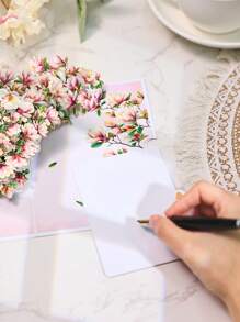 1 Pop-Up Greeting Card, Tulips, Poinsettia Flowers, Magnolia, Orchids, Apple Blossoms, Small Daisies, Suitable For Valentine's Day, Mother's Day, Birthdays, Anniversaries. Surprise Gift For Friends, Gift For Lovers, Gift For Girlfriend, Gift For Mother, Birthday Card, Flower Card
