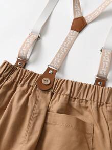 BOARNSEORL Baby Boys Gentleman Style Short Sleeve Shirt With Bow Tie And Suspender Shorts Set, Fashionable And Stylish For Birthday Party, Wedding, Anniversary, 1st Birthday Party