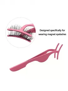 1pc Stainless Steel Eyelash Tweezers, Eyelash Extension & Application Curler Tool, Compact & Convenient, Magnetic Closure, Multi-Functional Makeup Beauty Tool