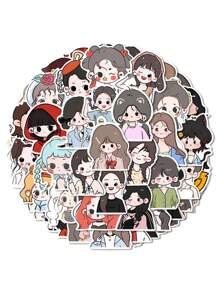 1包可爱女孩卡通游戏贴纸，DIY包包贴纸，可重复使用，适用于学习用品、返校季剪贴簿、趣味贴纸、笔记本电脑贴纸、Kindle手机贴纸 - 彩色 - 查看 10