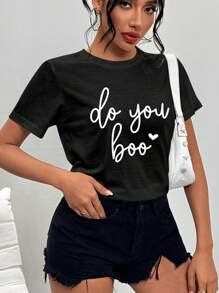 新款女装夏季露肩休闲短袖上衣黑色，适合居家休闲百搭，运动内衣，四季皆可穿短袖T标语成长发光金叶字母