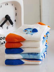 10 双儿童春夏网眼透气可爱卡通动物图案短袜（小狗、大象、考拉、猴子、海豹） - 彩色 - 查看 5