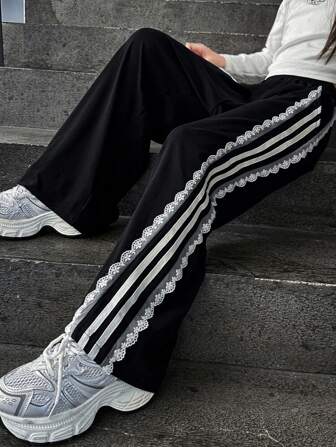 Pantalons large pour filles 2024 Nouveaux pantalons de survêtement décontractés et amples à la mode pour préados. Pantalons de sport polyvalents pour toutes les saisons