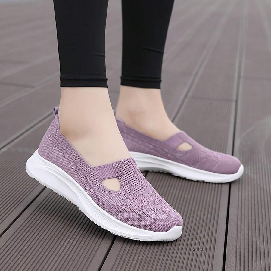 Women's Lightweight Breathable Fashion Walking Shoes, Round Toe Low-Top Casual Shoes, Slip-On Tennis Sandals