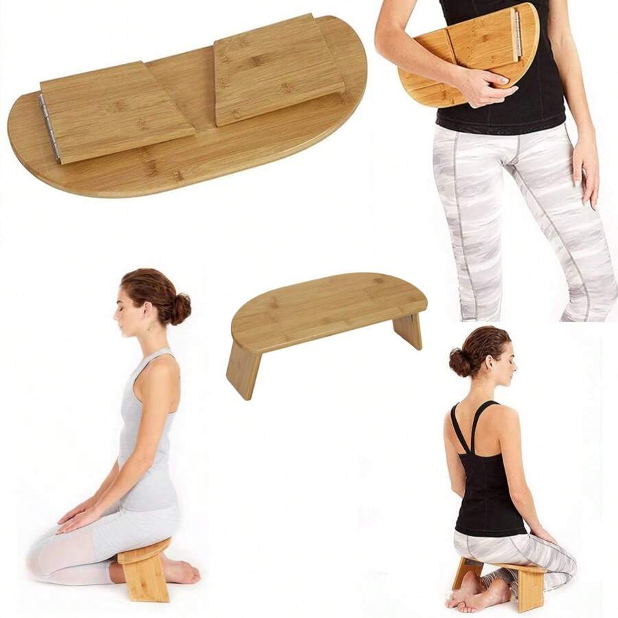 1 pièce de banc de méditation pliable portable, banc de yoga en bois, pour le yoga prana, la méditation, la prière