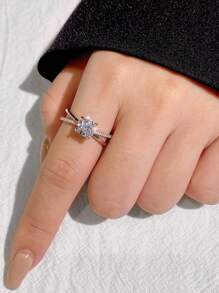 1Pc Advanced Bowknot 1ct Moissanite Diamond Wedding Band Ring Design D Color S925 Sterling Silver Ring,Suitable For Engagement, Wives, Girlfriends, Birthday Gifts, Anniversary Gifts Bridal Fine Jewelry