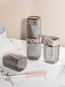 Portable Travel Soap Dish And Toothbrush Holder Set - Plastic, Oval Shape, Essential For Camping, Gym, And Bathroom Accessories.