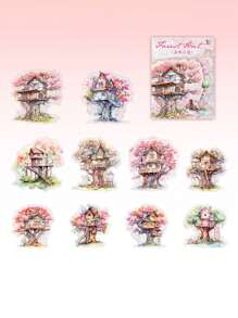 10 Forest Series Landscape PET Waterproof Stickers For Pencil Case Mobile Phone Case Photo Album Account Skateboard Shoes Water Cup Bag Stickers, Back To School Gifts