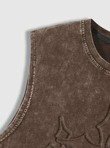 Lonblece Men's Vintage Washed Distressed Sleeveless Tank Top, Suitable For Spring/Summer Daily Wear, Emo - Coffee Brown - View 5