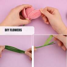 200 Pieces Pipe Cleaners Craft Supplies DIY Chenille Stems Tulip Bouquet Kit Tutorials For Wedding Bouquet,Wedding Gift, For Mother's Day