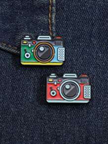 1pc Personalized Retro Camera Shaped Metal Alloy Badge, Fashionable Casual Accessory, Couples Gift Pin - Multicolor - View 7