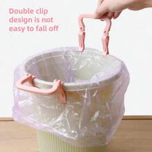 4PCS Creative Hand Trash Bag Clips, Double Clips Design Won't Slip, Stable Moving Without Dirtying Hands, Hoop-Pressing Ring Bucket Edge Anti-Slip Clips, Suitable For Kitchen, Bedroom, Bathroom, Office Trash Cans