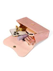 This Evening Bag Is Delicate And Compact. The Body Is In A Soft Pink Tone, With A Fine Floral Texture On The Surface, Adding A Romantic And Elegant Touch. The Rounded Handle Is Paired With Golden Metal Connectors, Creating A Luxurious Feel. The Flap Design Has A Smooth, Streamlined Profile, With A Vintage Yet Fashionable Overall Style, Making It An Ideal Accessory To Pair With Formal Attire For Evening Events. This Women's Handbag, Clutch, And Shoulder Bag Is Suitable For Weddings, Galas, Parties, And Other Formal Occasions, And Can Be Perfectly Paired With Evening Gowns And High Heels For A Graceful Look.