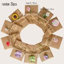 20 piezas surtidas de tarjetas de felicitación de flores hechas a mano de papel kraft retro, adecuadas para el Día de San Valentín, el Día de la Madre, cumpleaños - Multicolor - Ver 8