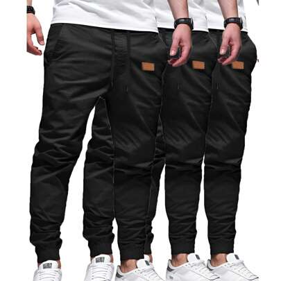 3-Pack Men's Casual Jogging Pants Cotton Comfortable Overalls Hiking Outdoor Fitness Jogging Pants