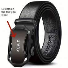Personalized Customized Name Text Men's Belt With Automatic Buckle Ideal Gift For Birthday, Anniversary And Festivals Him - Black - View 9