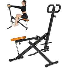 Rower-Ride Exercise Trainer With Adjustable Resistance Bands And LCD Monitor Foldable 265 Lbs Capacity Full-Body Workout For Squats Legs Back Abs Black - Black-Orange1 - View 2