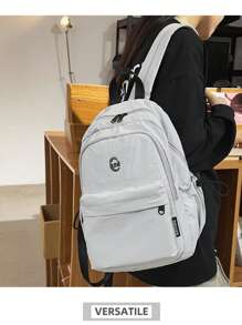 Mochila de gran capacidad de estilo minimalista casual, versátil para estudiantes de secundaria, bolsa escolar, accesorios escolares