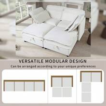 MERAX Double-Layer Cushion Modern Large U-Shaped Modular Sofa, Freely Combinable 6-Seater Or 4-Seater With Storage Function, Convertible To Sofa Bed, Perfect For Living Rooms, Offices, And Apartments - 4-Seater sofa-Beige - 查看 3