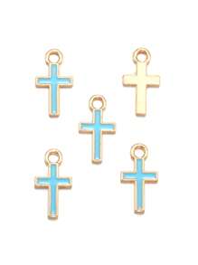 30 peças Minimalista Forma Cruz DIY Gota de Óleo Liga de Zinco Jóias Pingente Colar Roupas Chaveiro Charme, 8*15.5mm W397