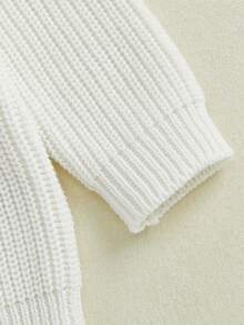 Suéter informal con bordado de conejito de Pascua para bebé, niña y niño, ropa de abrigo para niño pequeño - Beis - Ver 4