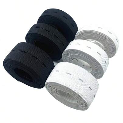 1,8 metros Faixa Elástica Ajustável Preta e Branca com Orifício para Cinto de Cintura, Acessórios de Costura DIY
