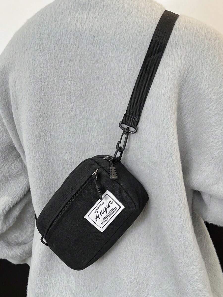 Solid Canvas Material Fashion Casual Unisex Chest Bag, Minimalist Design Sports Style Phone & Coin Purse Festival