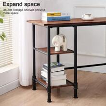 60" L Shaped Computer Desk With 2 Storage Shelf Sturdy Home Office Corner Desk