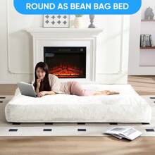 Full/Queen Size Plush Bean Bag Chairs For Adults, 2 In 1 Bean Bag Chairs, Convertible Bean Bag With Filler For Gaming Large Foam, Bean Bags With Washable Soft Velvet Cover For Living Room - 白色 - 查看 3