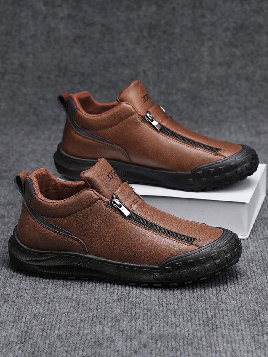 2025 Spring New Casual Outdoor Tire Sole Sneakers For Men, Side Zipper Design For Easy On/Off, Slip-Resistant Sole, Fashionable And Practical, Suitable For Outdoor Sports, Running, Casual, Summer, Graduation Gifts Or Birthday Accessories - Multicolor - View 1
