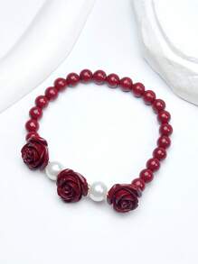 1 件天然朱砂手链，高纯度紫金砂多层珠手链，DIY 多圈串珠手链，朱砂玫瑰项链，弹力手链，毛衣链，复古手链，女士珠宝礼物 - 酒紅色 - 查看 9