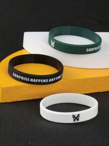 1 套 3 条男士硅胶蝴蝶手链，适合日常佩戴