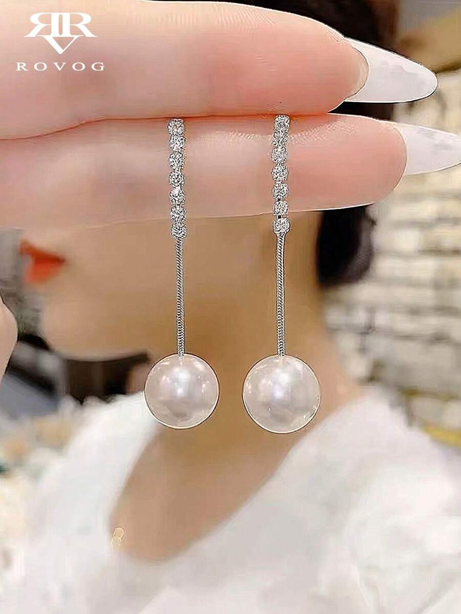1 Pair Minimalist Chic Faux Pearl Unique Fashion Women Drop Earrings - Silver - View 1