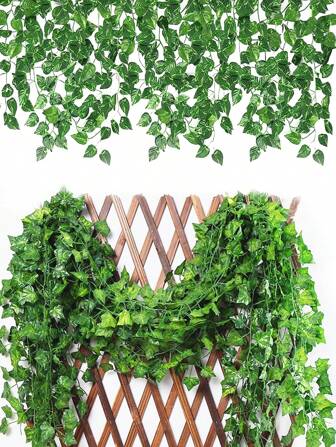 24/12/1pc Kunstmatige klimopranken, nepgroene hangplanten, geschikt voor herfstdecoratie, bruiloftdecoratie, wanddecoratie, buitendecoratie, groenblijvende klimop, klimplanten, nepranken, geschikt voor kantoor, bureau, huis, feest, tuin, slaapkamer en raamdecoratie