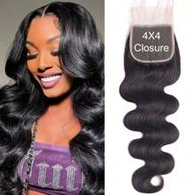 Body Wave Closure 4x4 Free Part Closure Brazilian Human Hair Closure Body Wave Lace Top Closure Human Hair Virgin Human Hair Weave Swiss Lace Closures With Baby Hair Natural Black Color - Natural & Black - View 1
