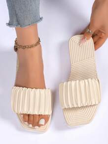 Sandalias de verano de moda para mujer - Sandalias planas, transpirables y ligeras con correa elástica, suela cómoda de EVA, adecuadas para uso casual, al aire libre y en vacaciones de playa