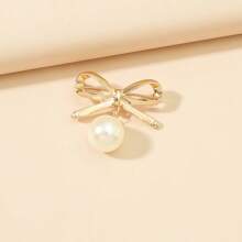 1 件时尚优雅简约百搭迷你珍珠蝴蝶结胸针